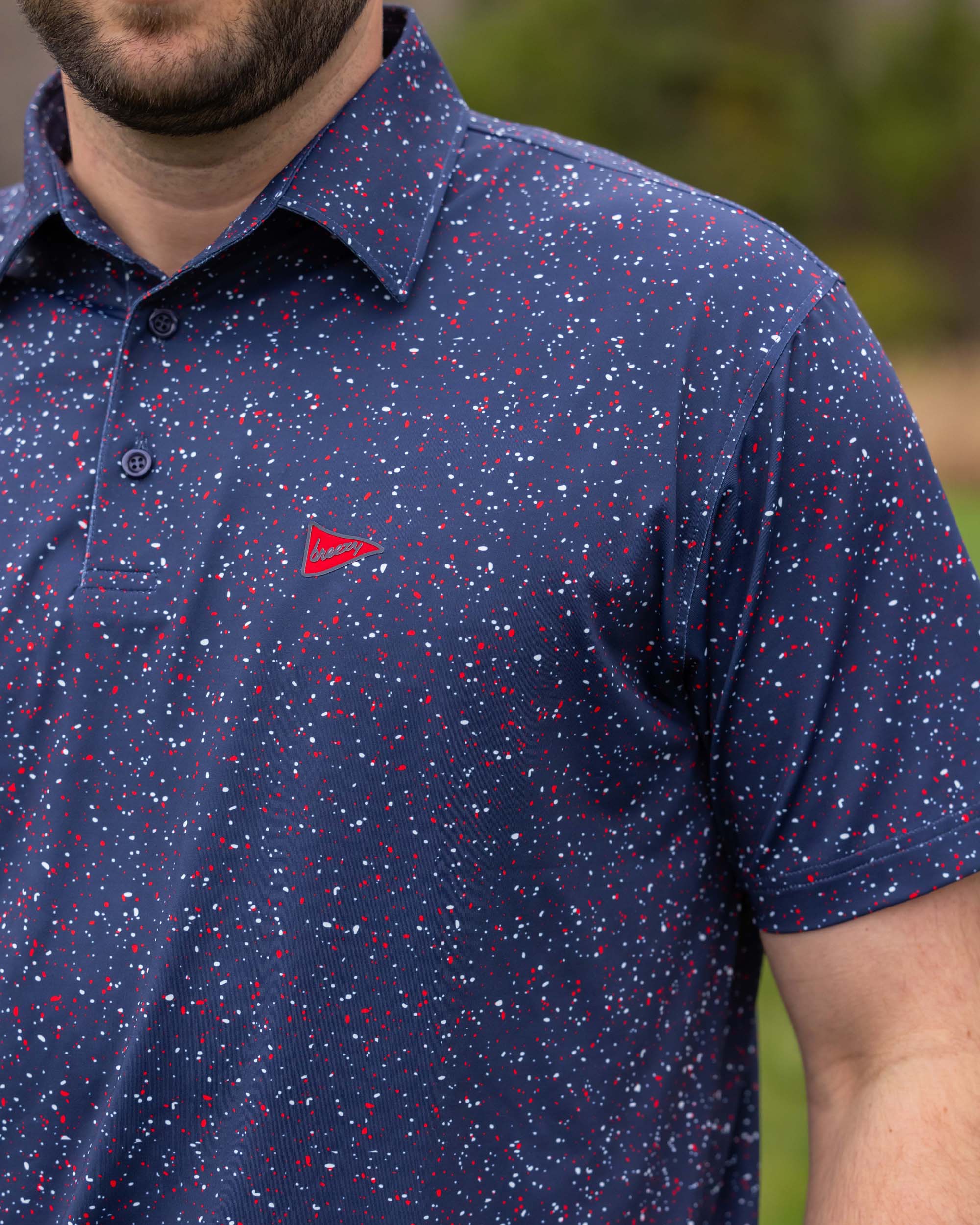 Breezy Golf The USA Splatter Navy Polo Shirt - Image 4