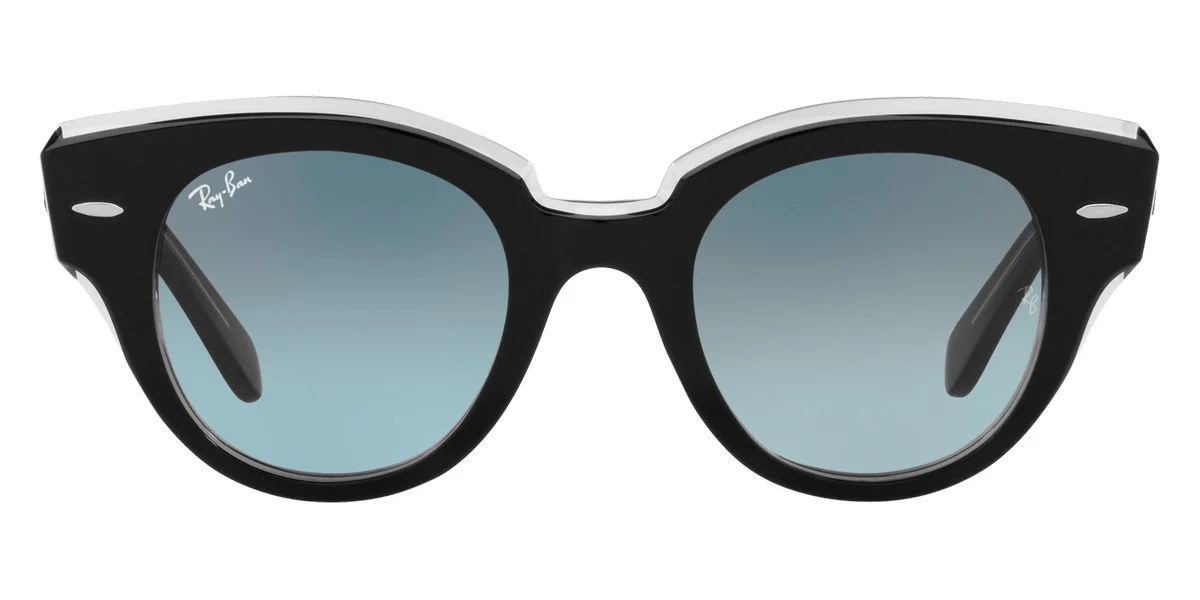 Ray-Ban Black On Transparent Sunglasses with Blue Gradient Gray Lenses - Image 2