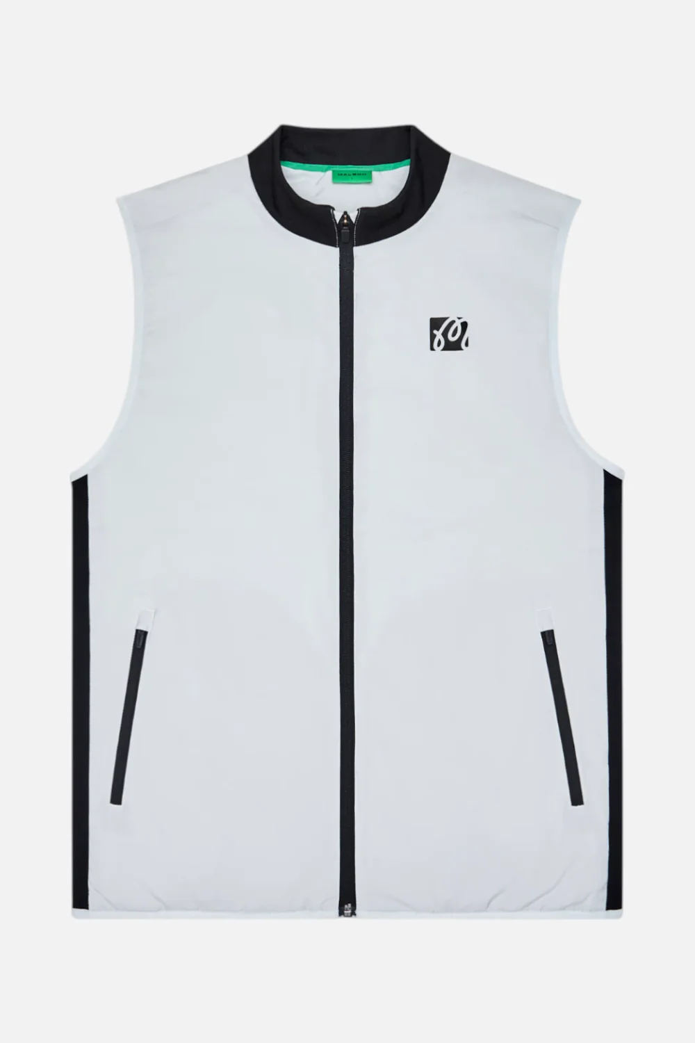 Malbon Golf Men's Performance Ribbed Panel Vest in Silver & Black - Image 2