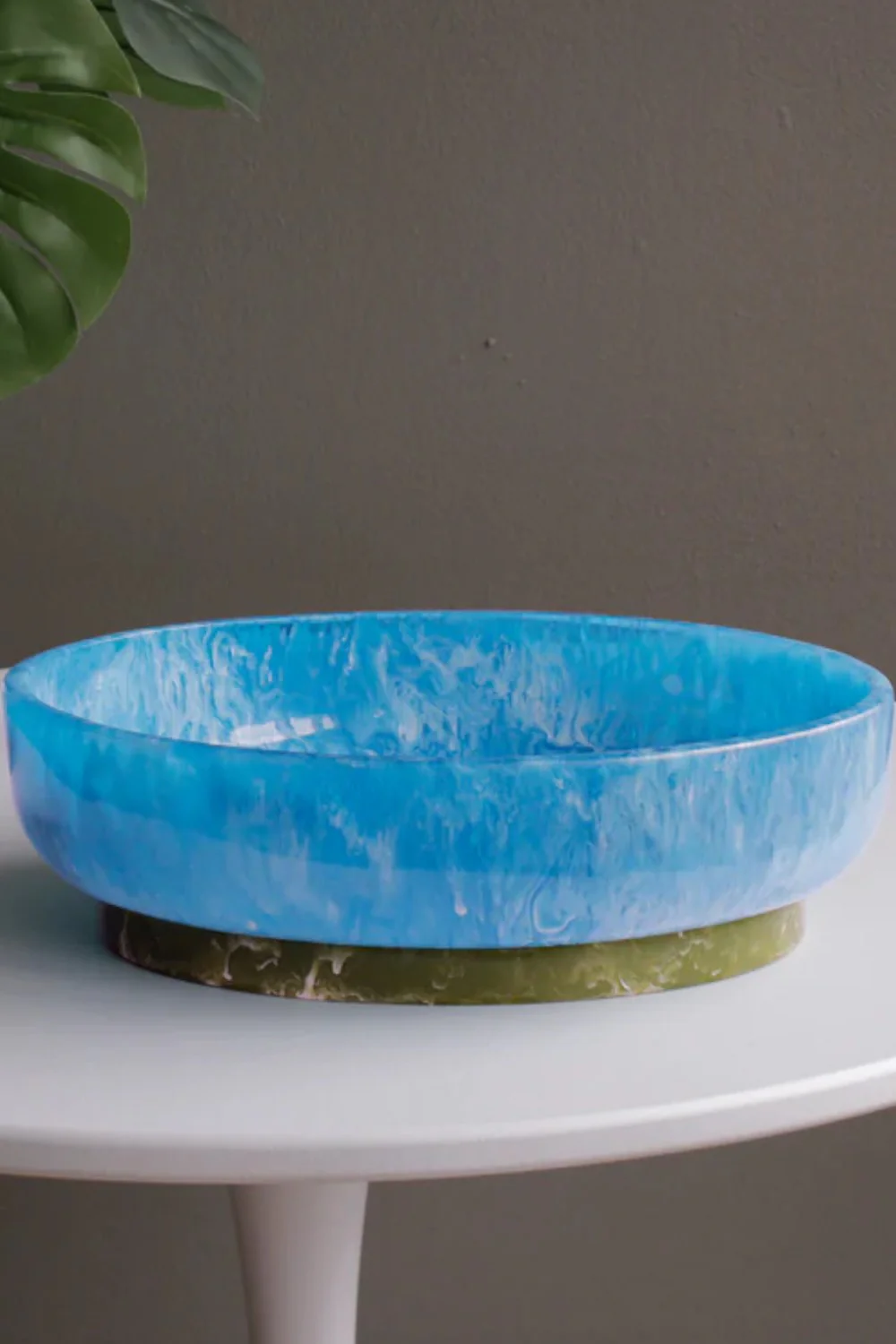 Beatriz Ball Resin Rio Large Oval Bowl with Base in Blue & Green - Image 3