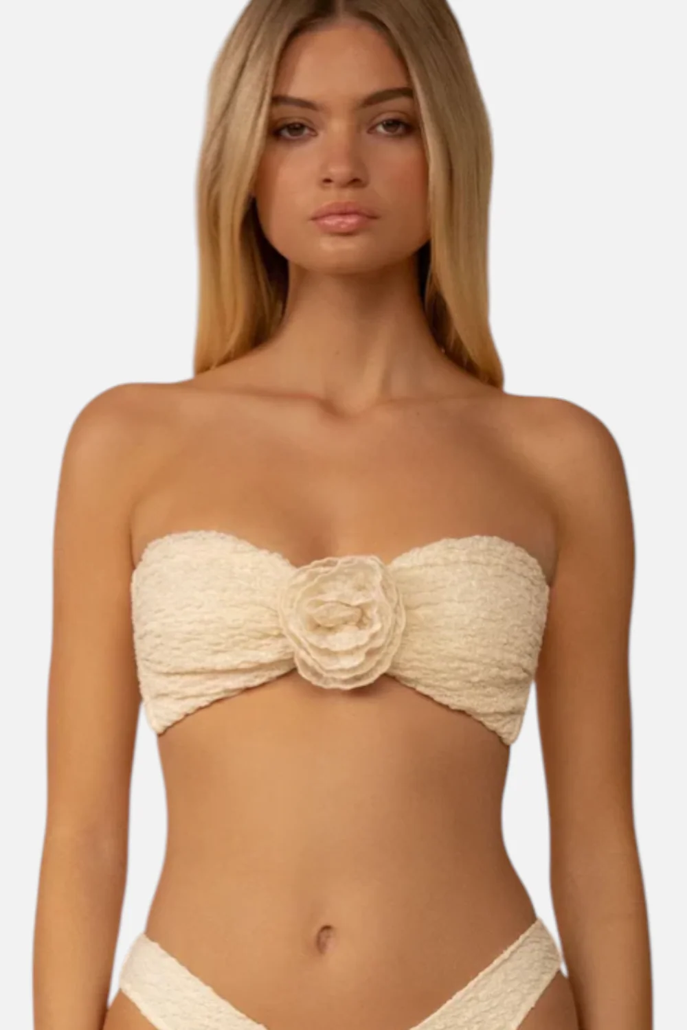 Montece Amalia Texture Rosa Bandeau Bikini Top - Image 2
