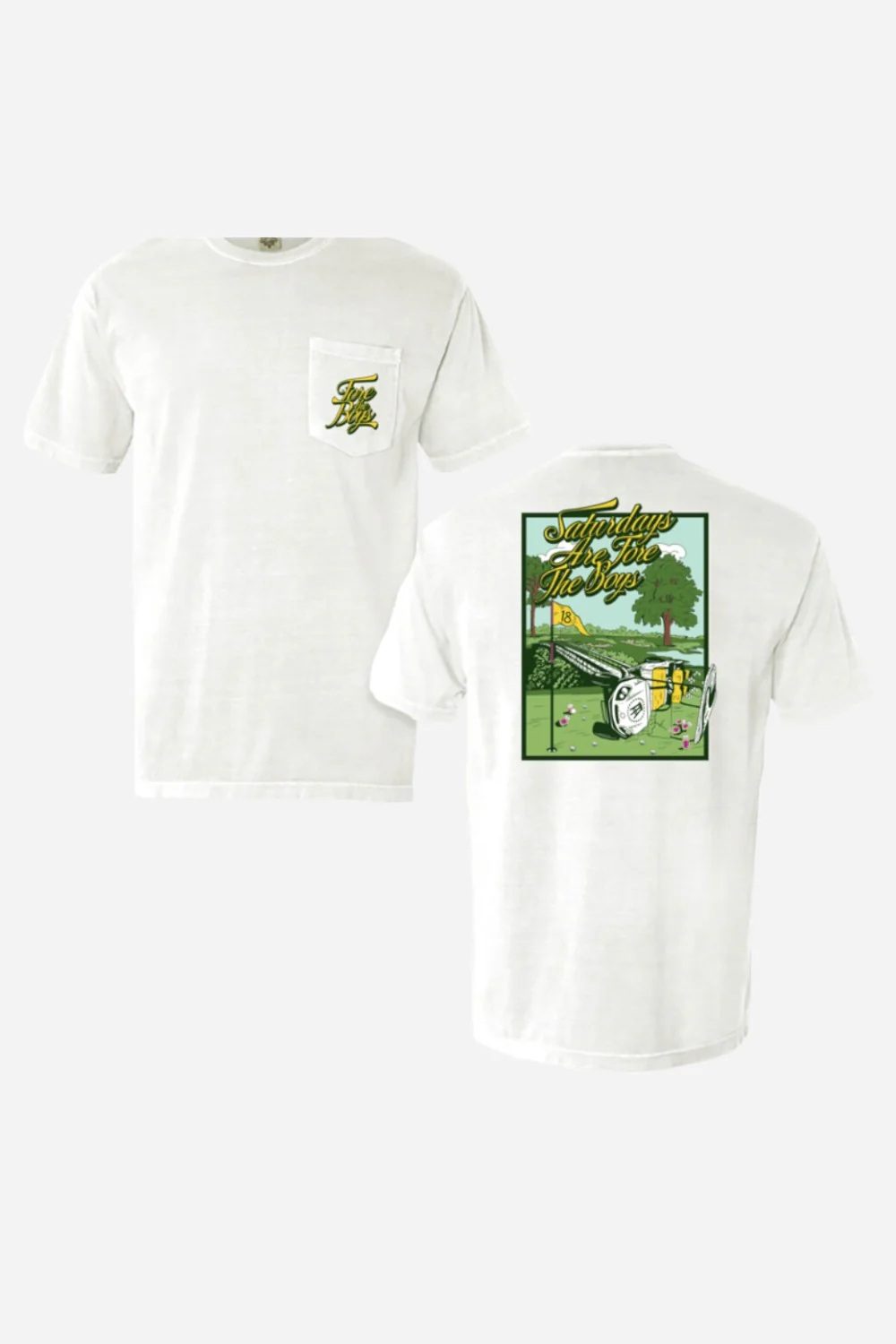 Old Row Saturdays Are for The Boys Gold Cart Pocket Tee in White