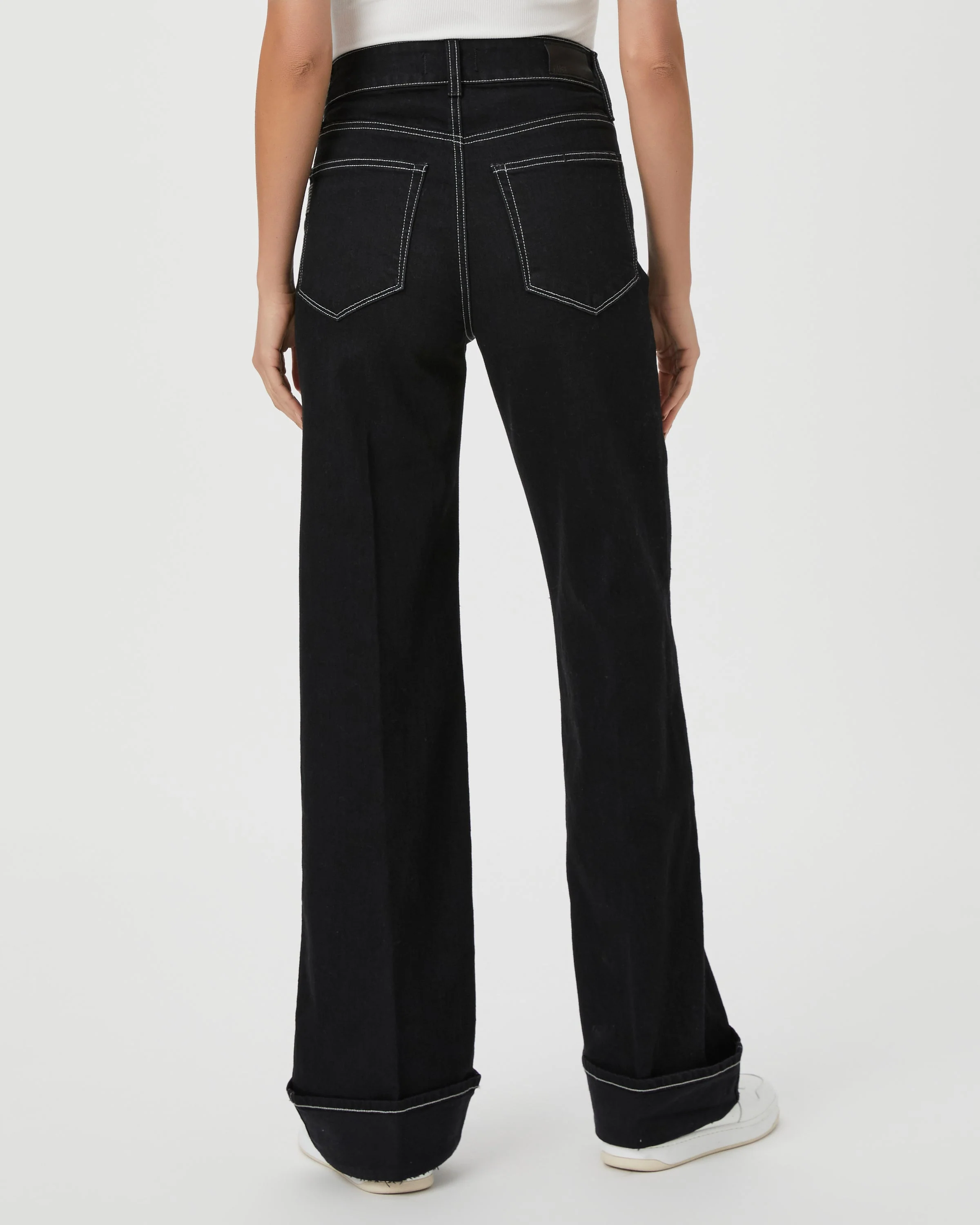 Paige Sasha Wide Cuff Jean in Twilight Black - Image 4