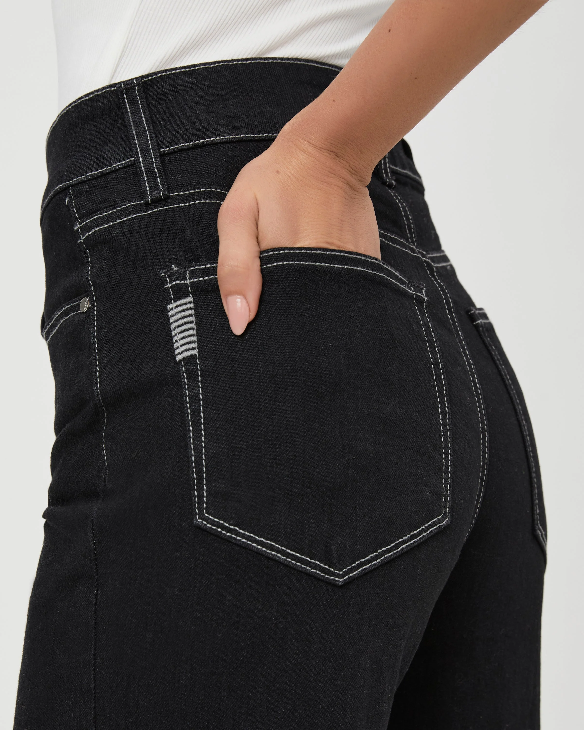 Paige Sasha Wide Cuff Jean in Twilight Black - Image 5