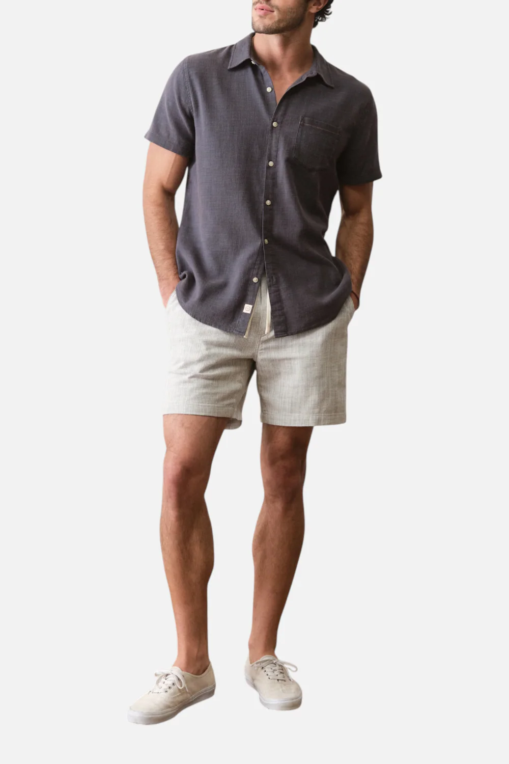 Marine Layer Men's Saturday Beach Short 6" in Green Stripe