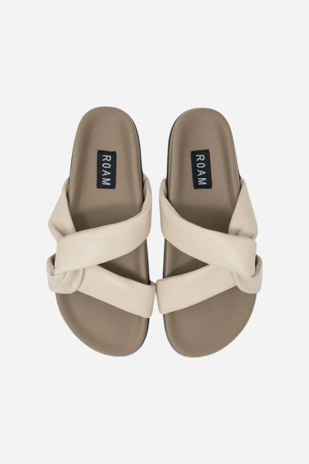 Roam Side Slip Sandals in Cream Vegan Leather - Image 2