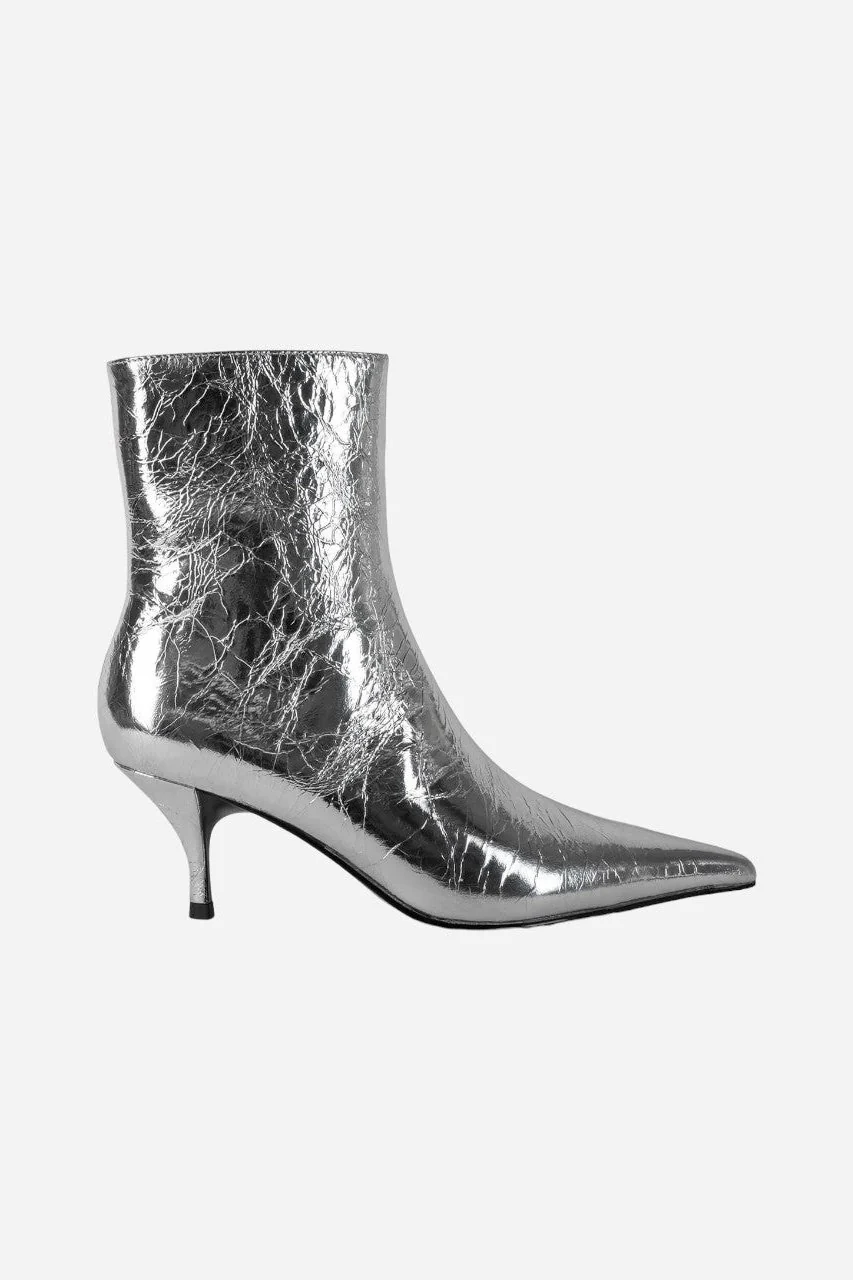Jeffrey Campbell Sindee-Mh Ankle Boot in Silver Crinkle
