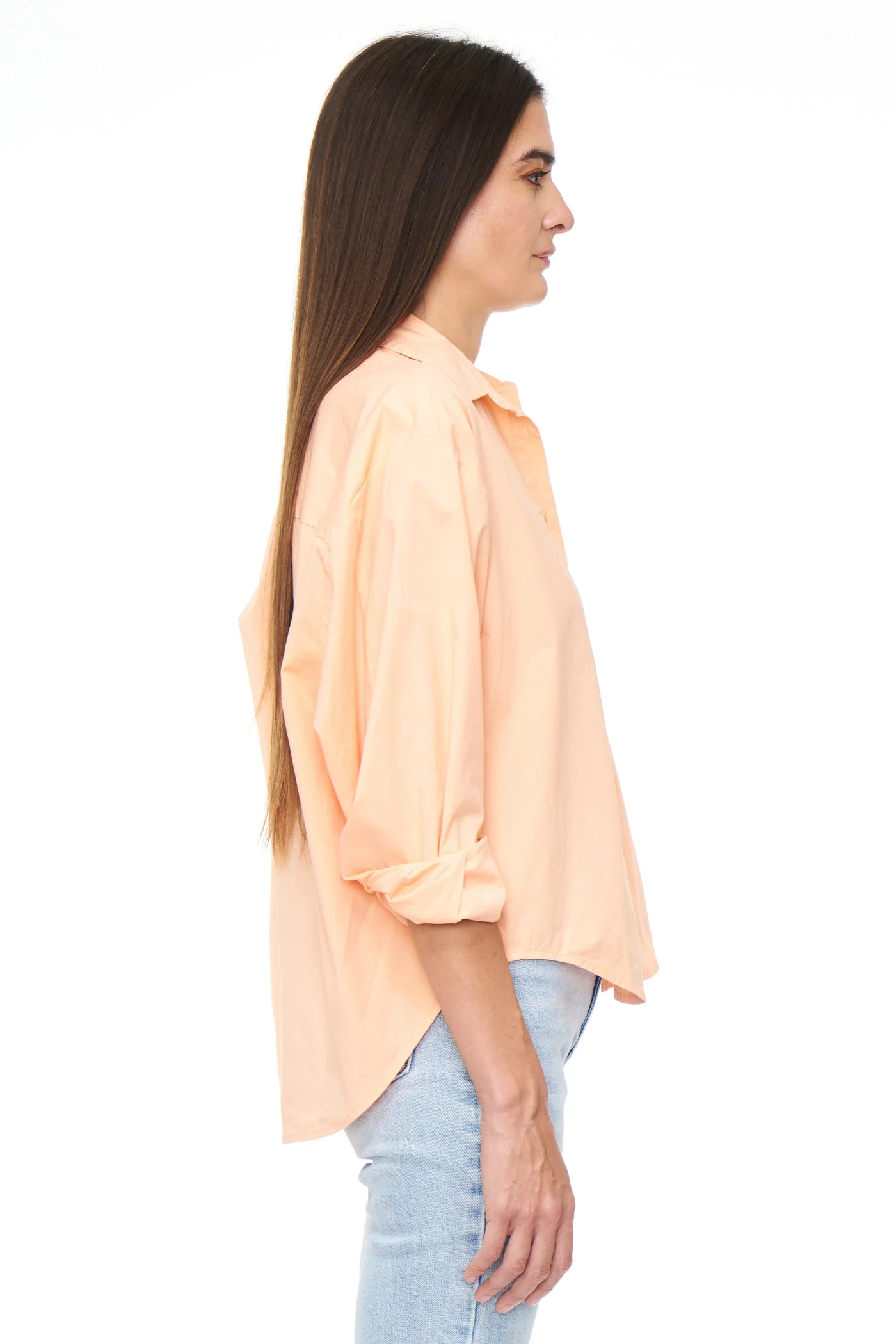 Pistola Sloane Long Sleeve Oversized Button Down Shirt in Sherbet - Image 4