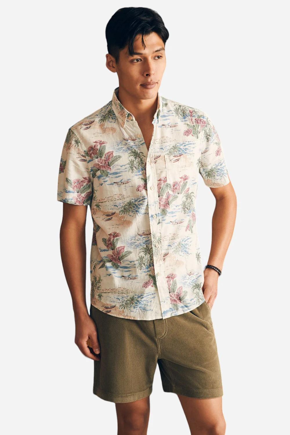 Faherty Short-Sleeve Breeze Shirt in Molokai Scenic Tropical