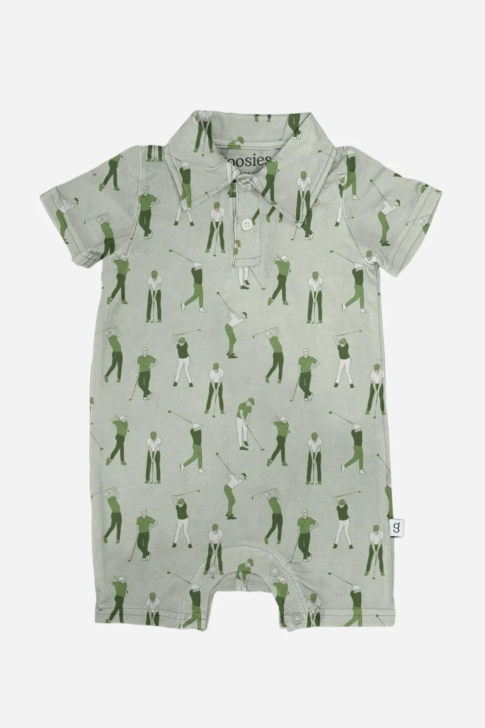 Goosies Short Sleeve Polo Romper in Golf Sketch