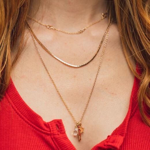 Necklet Stainless Steel Rose Gold Triple Layering Clasp - Image 3