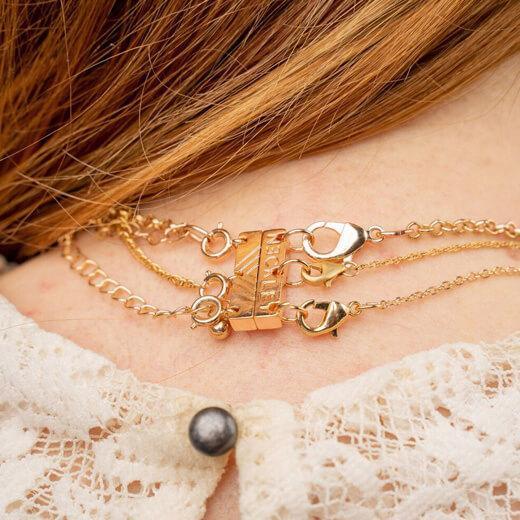 Necklet Stainless Steel Rose Gold Triple Layering Clasp - Image 5