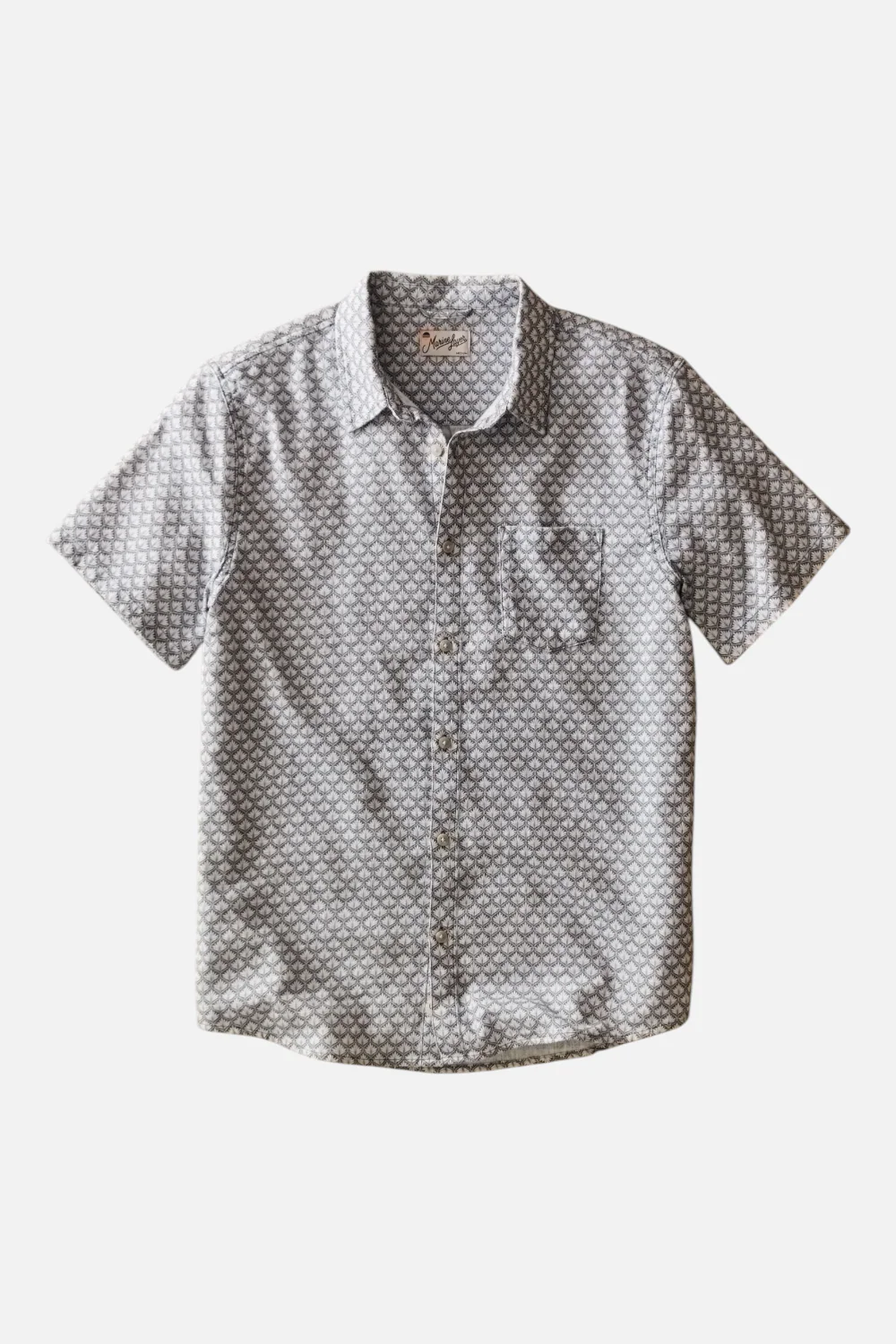 Marine Layer Men's Stretch Selvage Short Sleeve Shirt in Light Blue Agave Print - Image 3