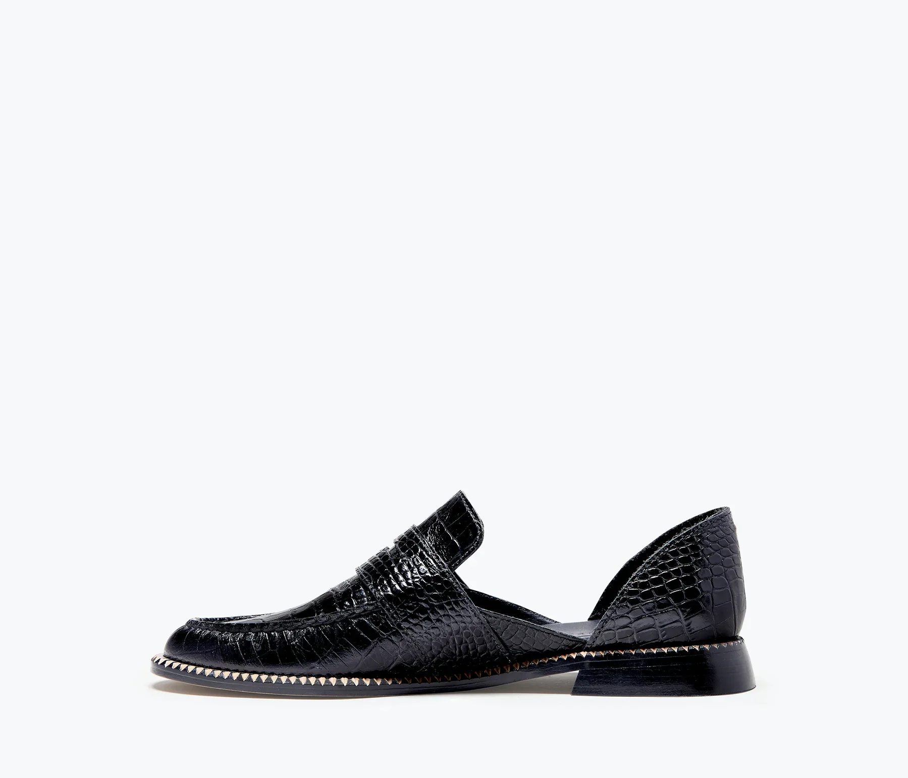 Freda Salvador Tash D'orsday Moccassin in Black Embossed Croc - Image 4
