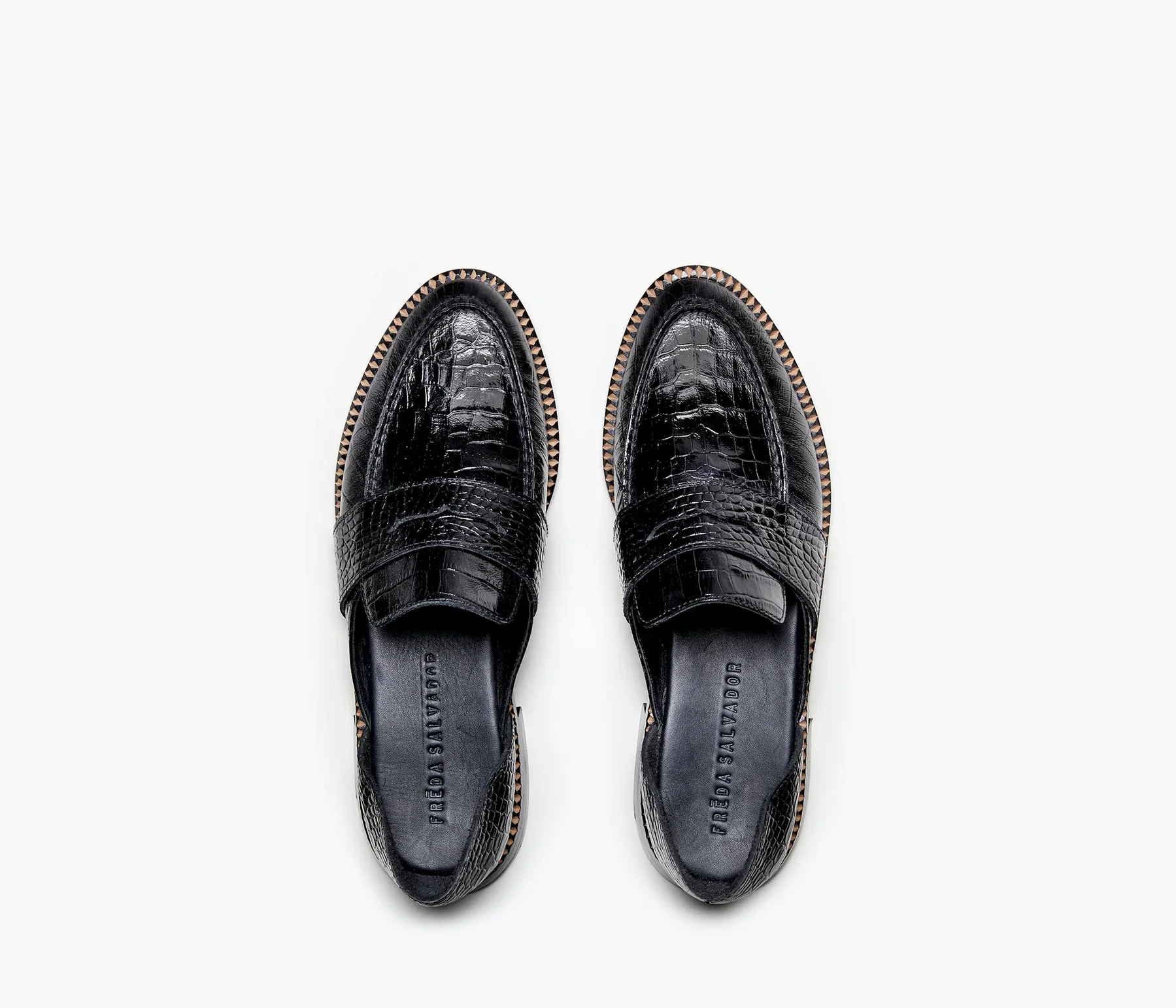 Freda Salvador Tash D'orsday Moccassin in Black Embossed Croc - Image 5