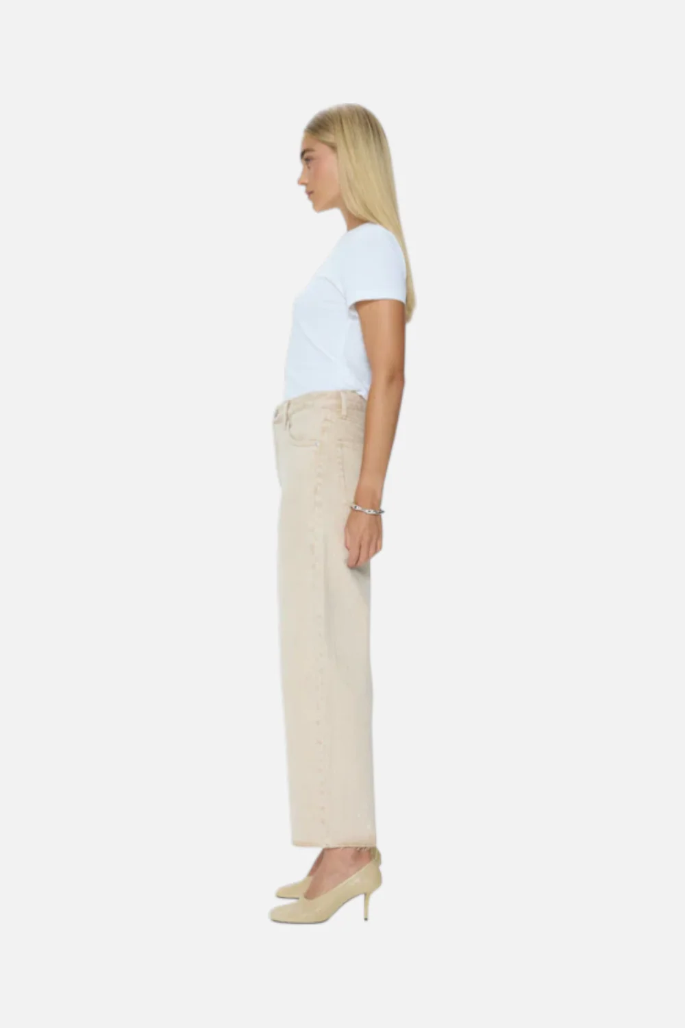 Pistola Tate Crop High Rise Bowed Wide Leg Jean in Dune - Image 2