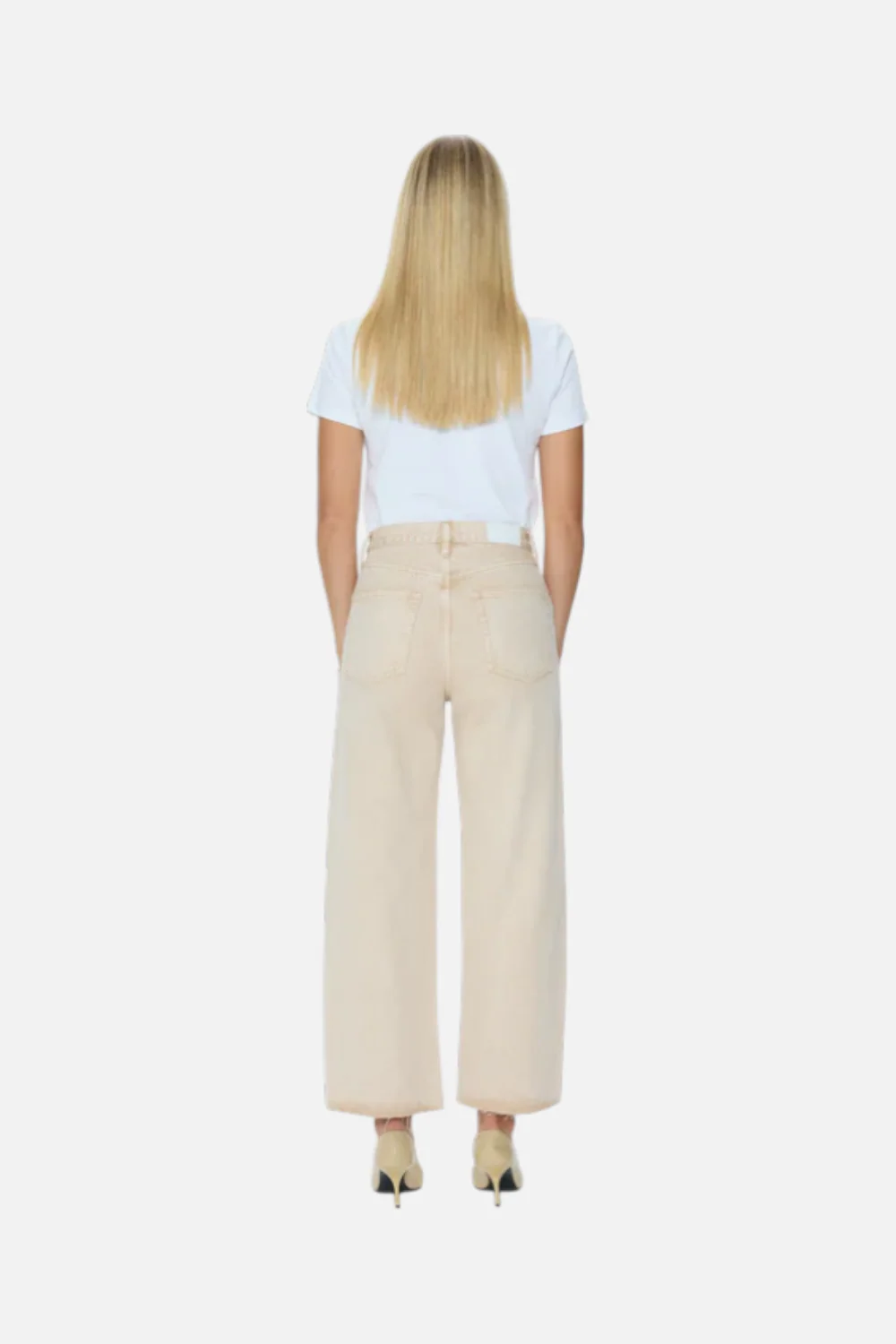 Pistola Tate Crop High Rise Bowed Wide Leg Jean in Dune - Image 3