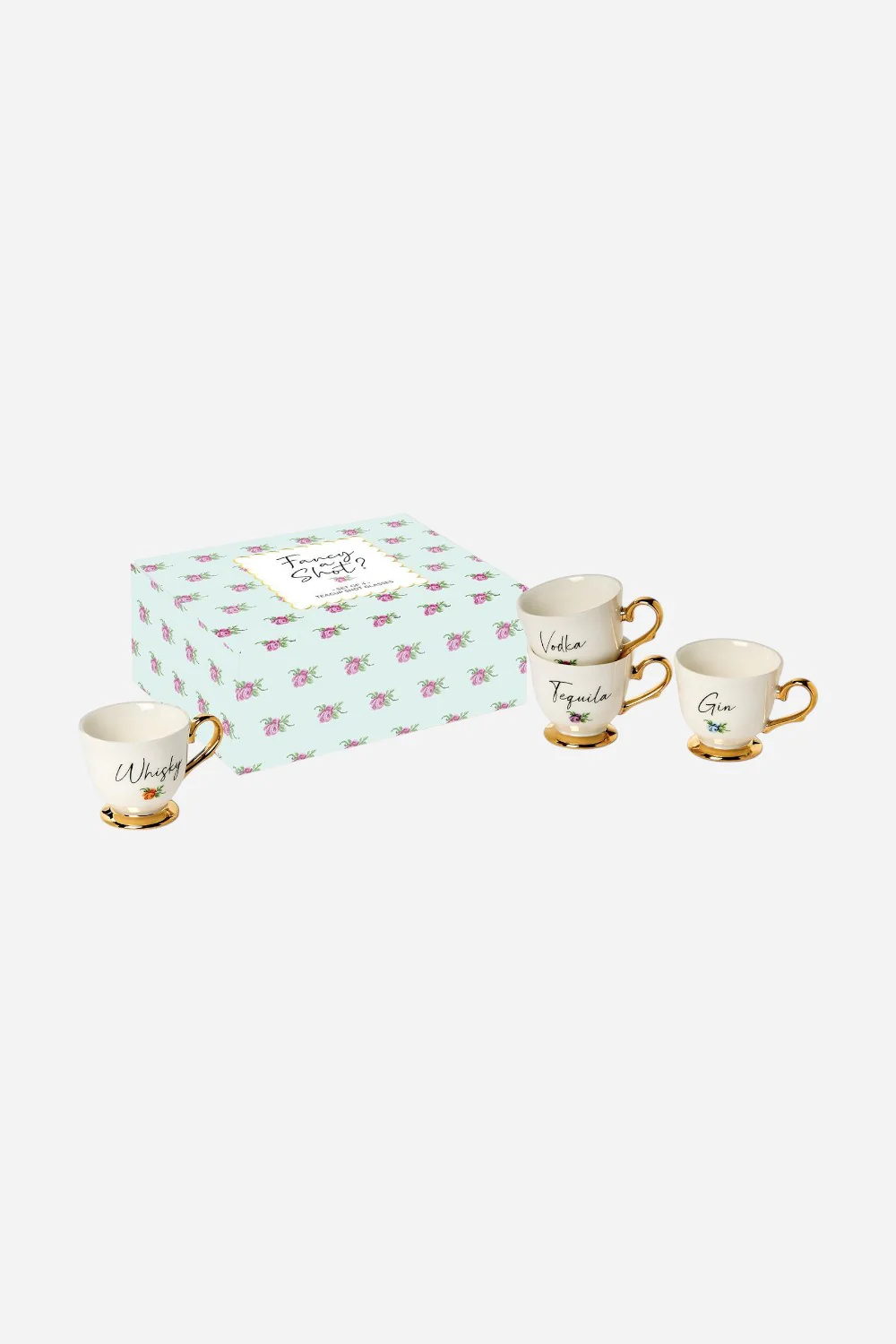 Set of 4 Teacup Shot Glasses in Gift Box - Image 2