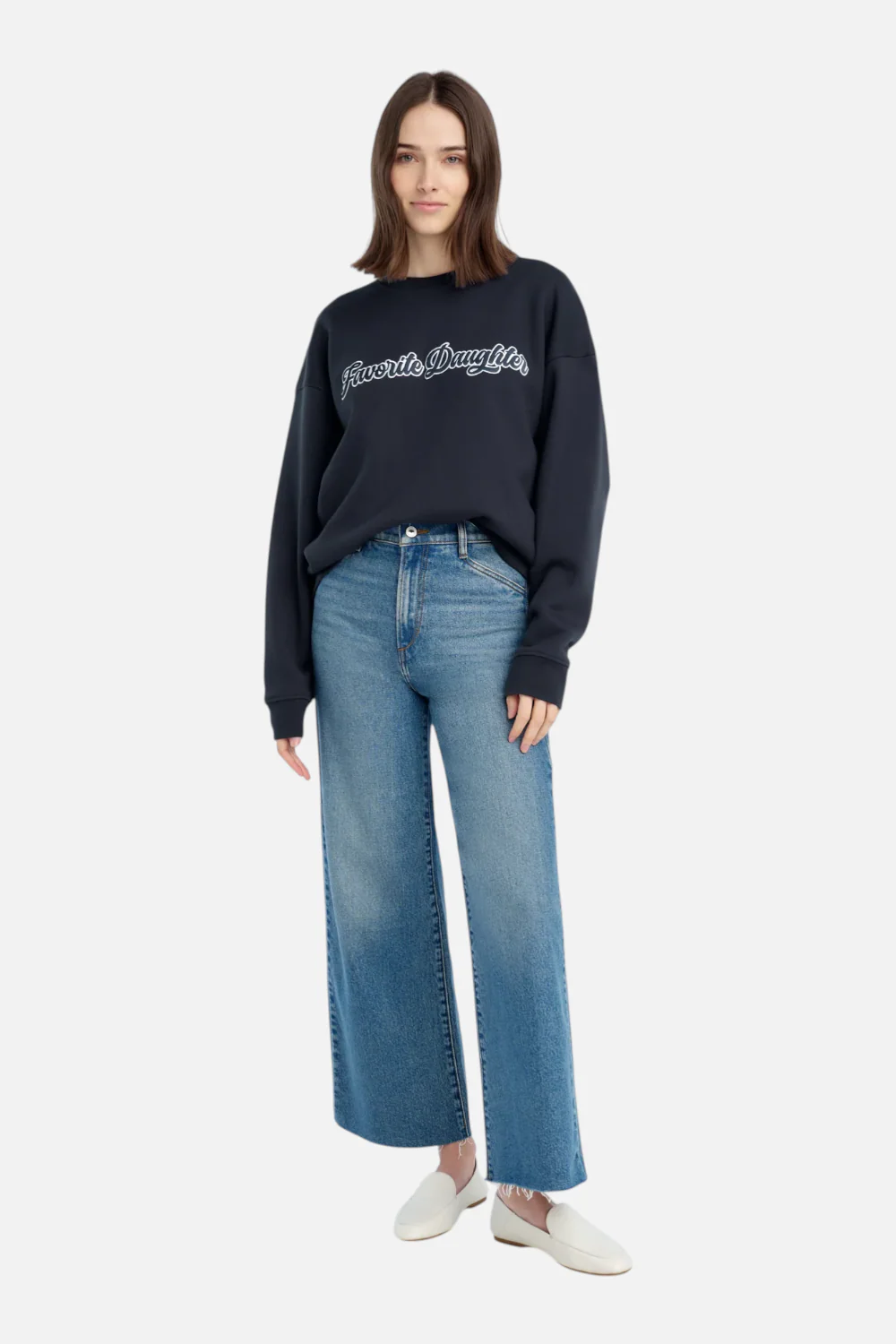Favorite Daughter Varsity Embroidered Sweatshirt in Navy
