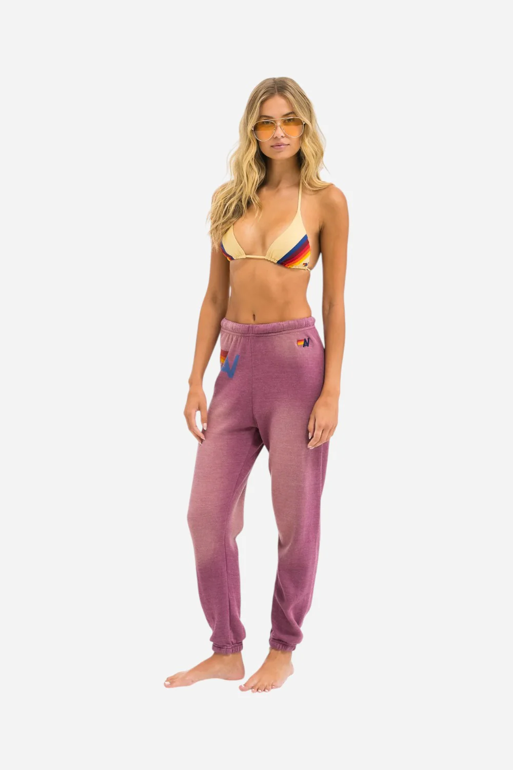 Aviator Nation Vintage Logo Sweatpants in Faded Berry - Image 4