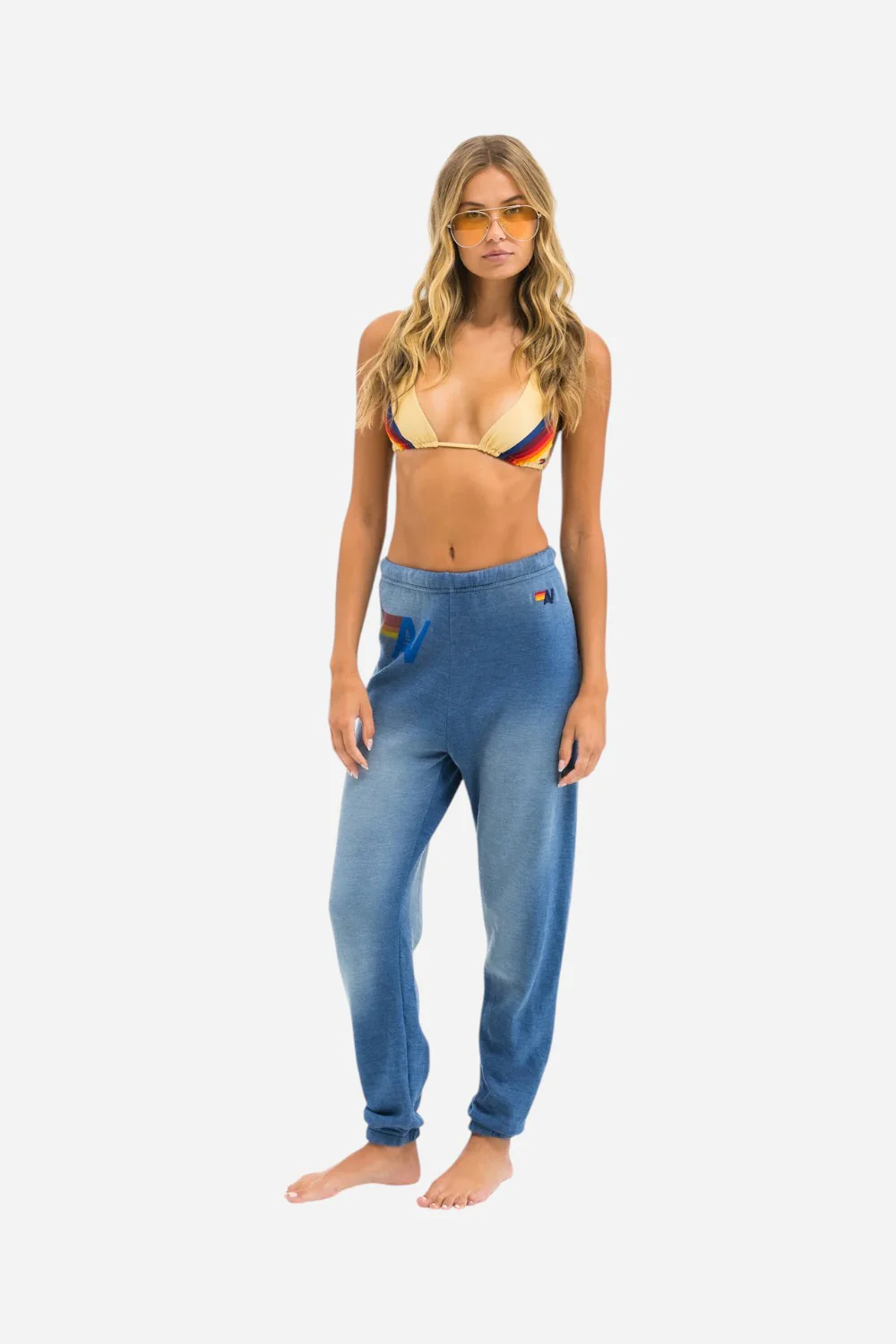 Aviator Nation Vintage Logo Sweatpants in Faded Water - Image 4