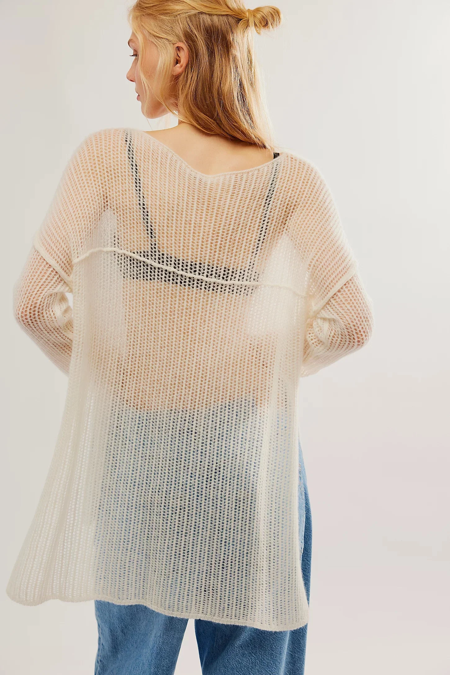 Free People Wednesday Cashmere Pullover in Whey - Image 3