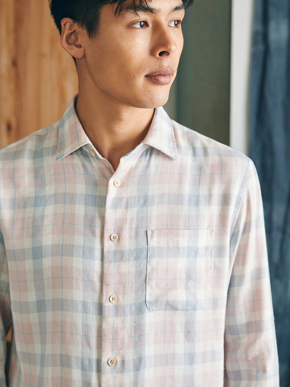 Faherty Weekend Blend Shirt in Mauve Field Plaid - Image 2