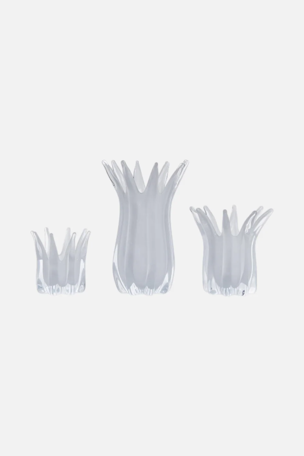 Two's Company White Blossoms Glass Candle Holder/Vase- Hand-Blown Glass