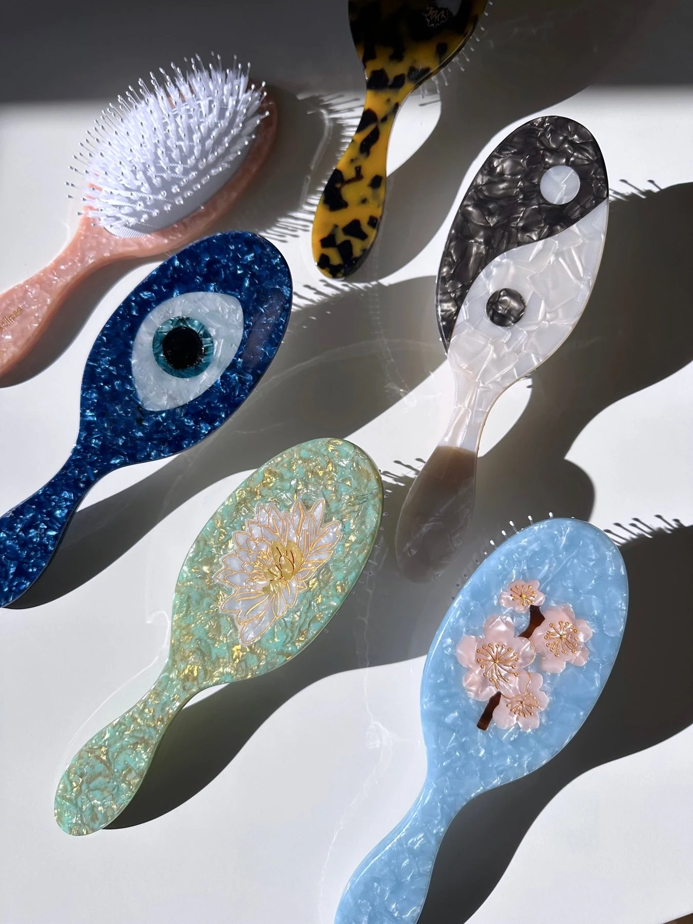 Solar Eclipse Hand-painted Yin Yang Acetate 2-1 Daily Hair Brush - Image 3