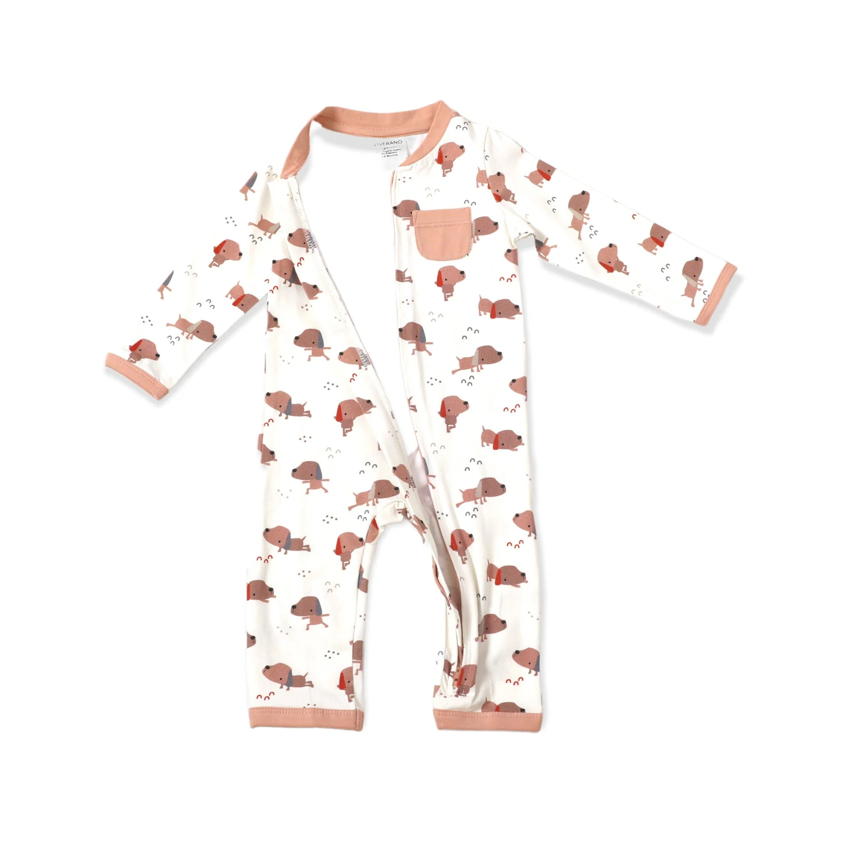 Viverano Yoga Dog Pocket & Zipper Baby Jumpsuit in Natural - Image 2