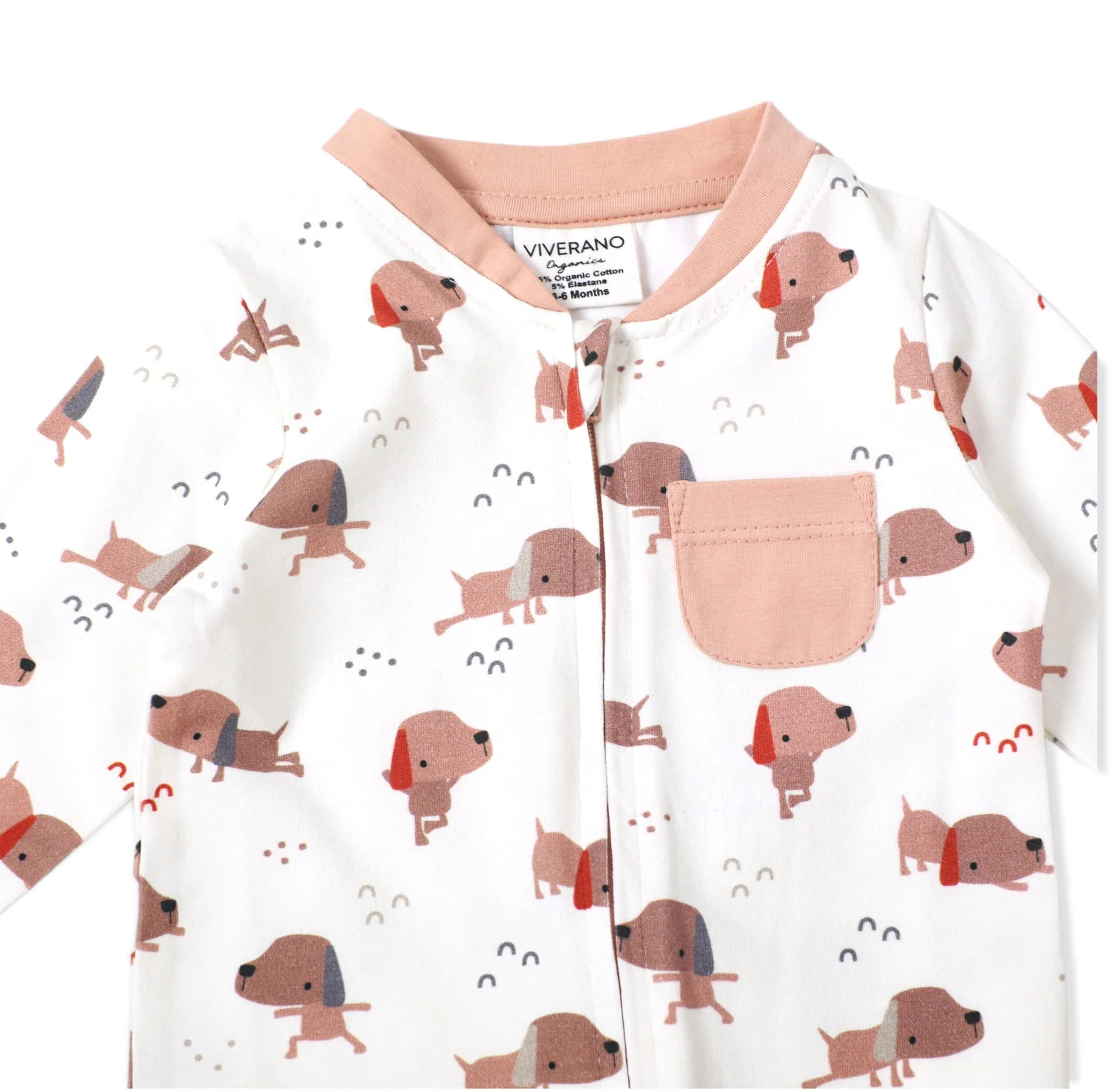 Viverano Yoga Dog Pocket & Zipper Baby Jumpsuit in Natural - Image 3
